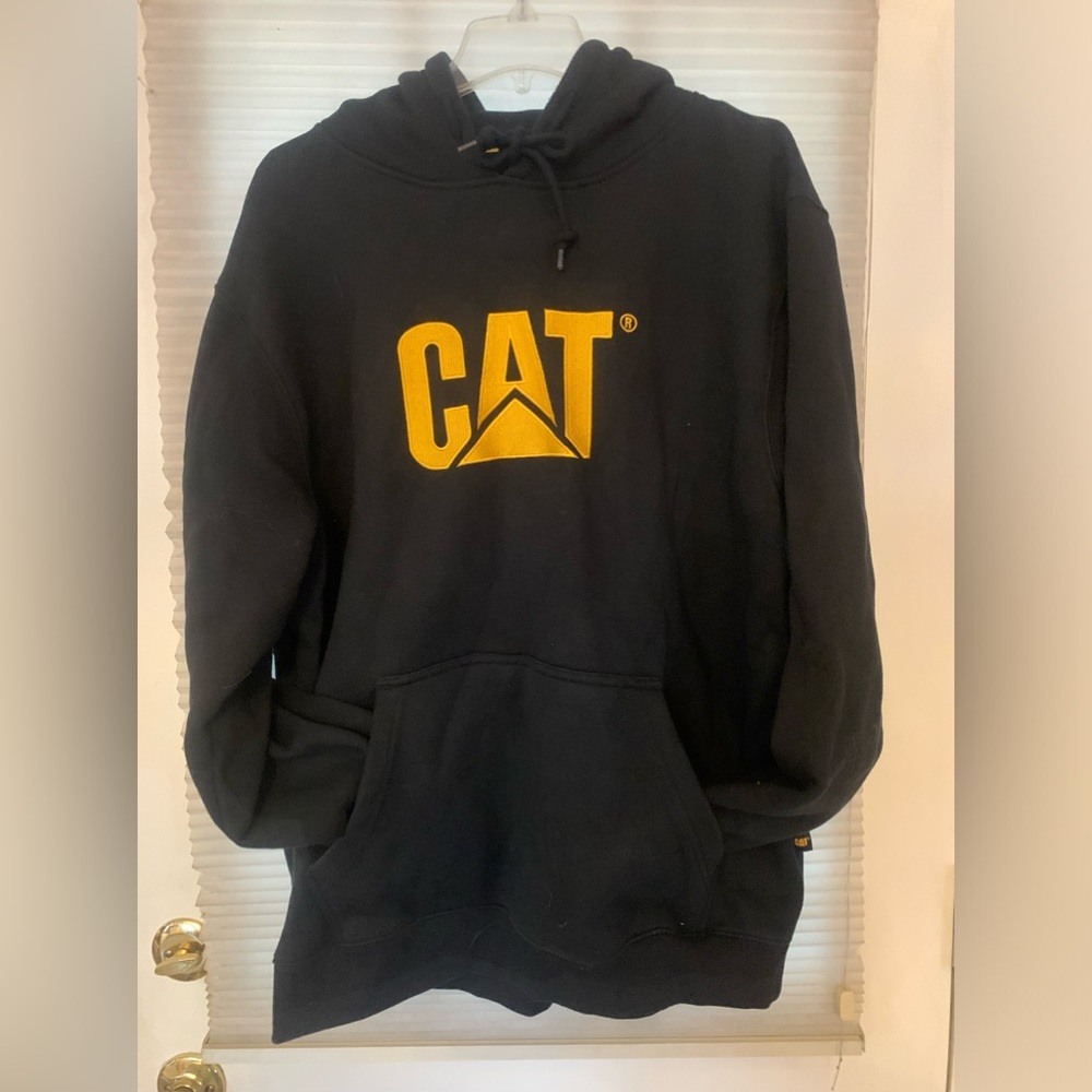 Men's CAT Long Sleeve Pull Over Hooded Sweatshirt Size XL